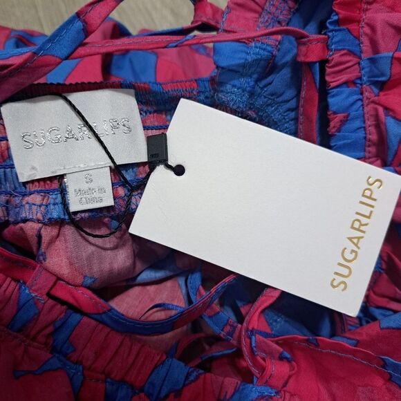 Sugarlips Yeraldi Berry Fiora Open Back Boho Midi Dress Cerulean Pink Small NWT - Picture 6 of 12